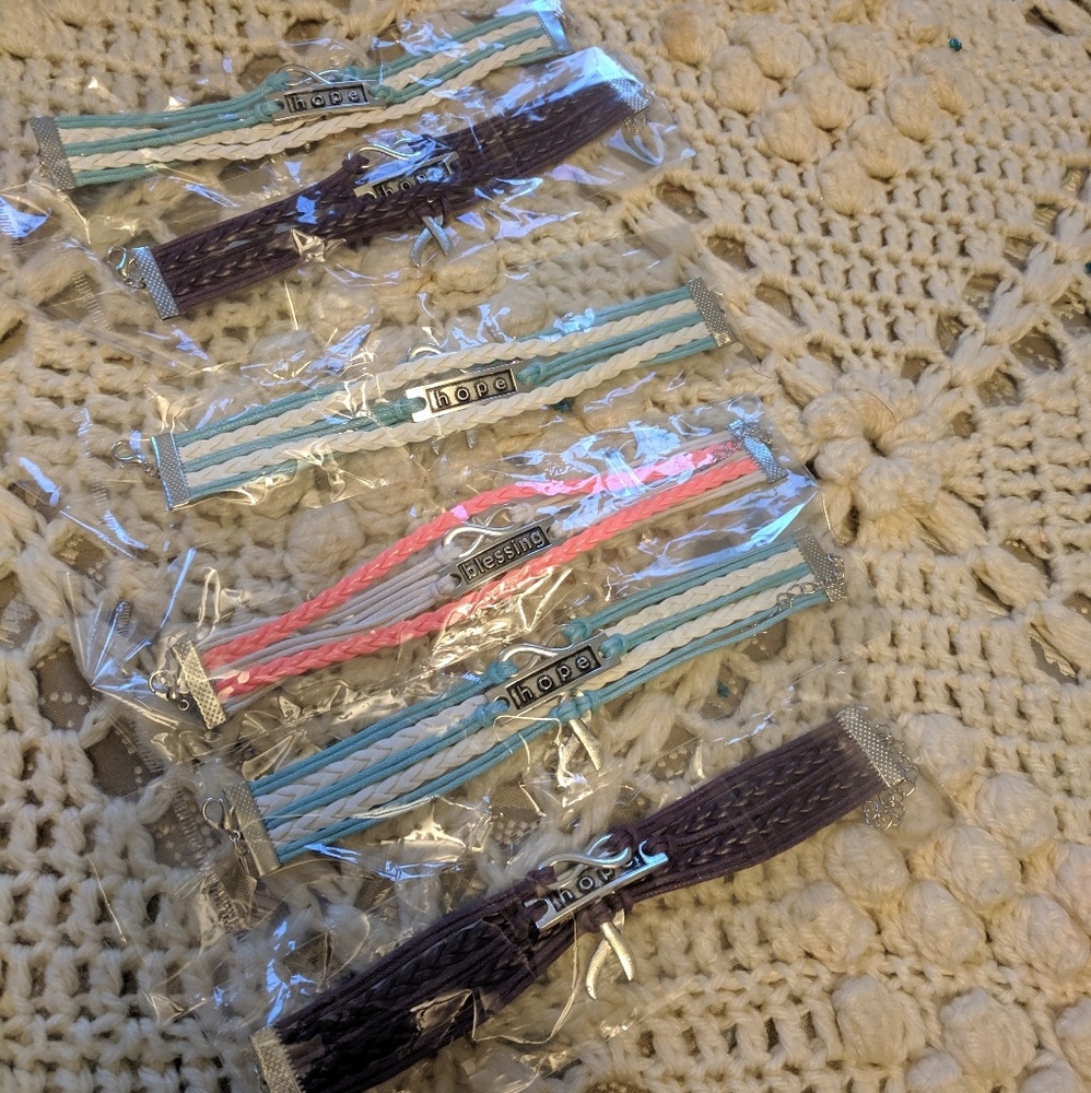 Set lot 7 hope bracelet infinity cancer awareness